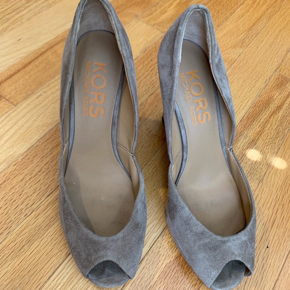 Michael Kors Suede peep-toe Wedges, size 8